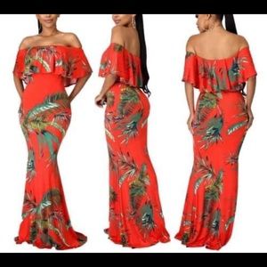 Tropical Off Shoulder Maxi